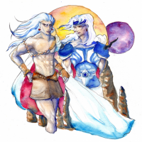 Lunarian Brothers (watercolor) by Kame